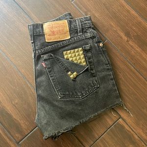 Levi’s Vintage 512  made in USA redone/ Reworked Cut Off Studded Denim Shorts